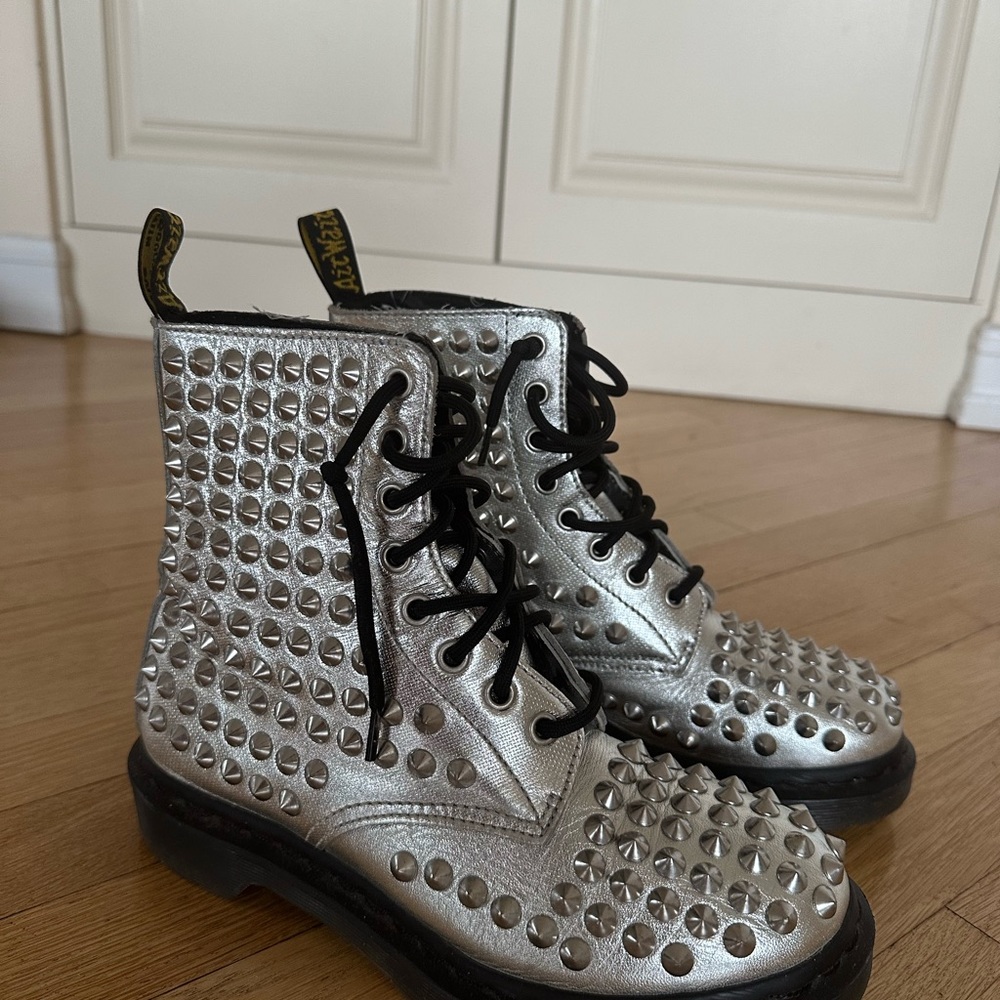 Rare Dr Martens Spike Studded Silver Boots